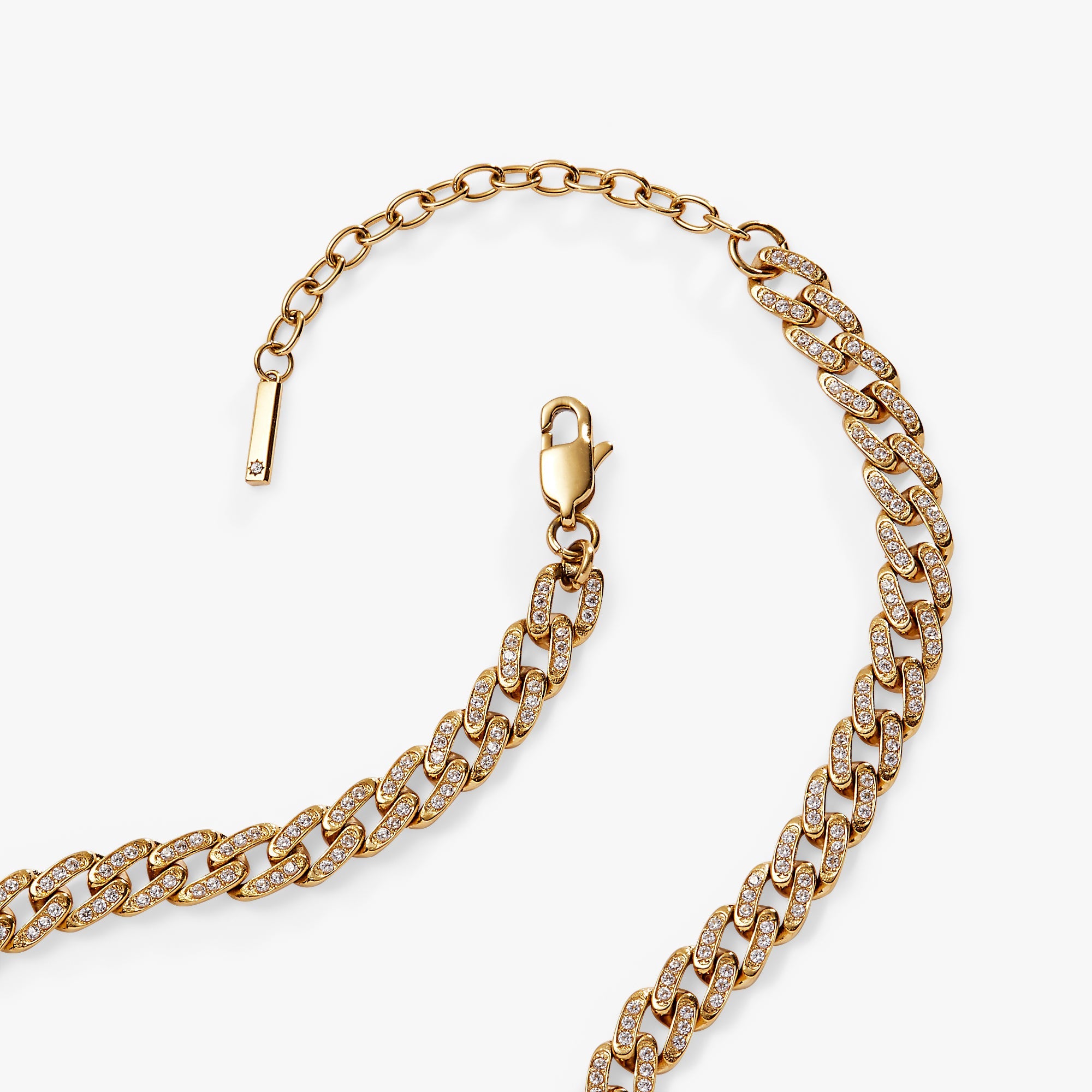Crystal Pave Curb Chain Necklace Stainless Steel Gold | Alex and Ani