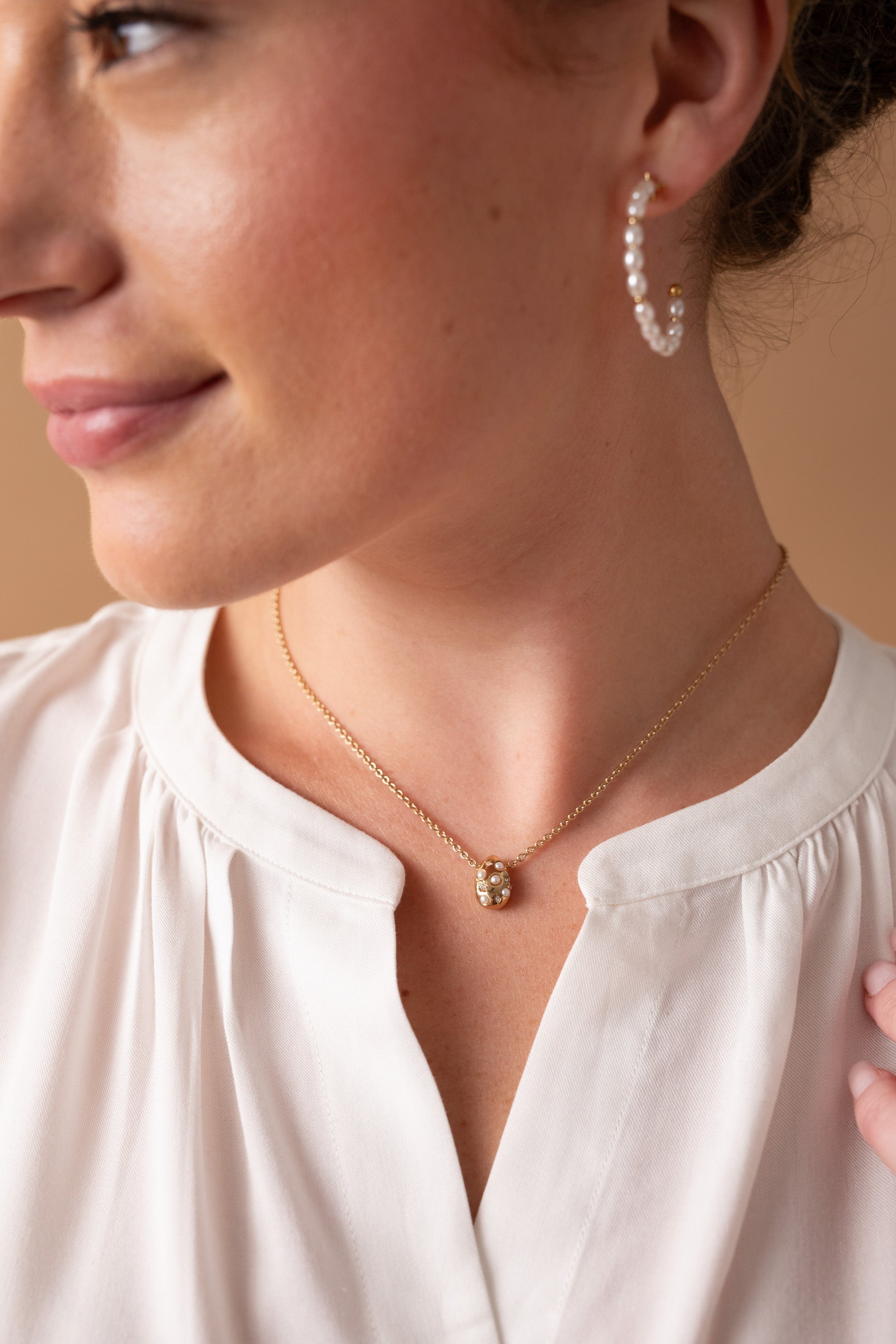 Pearl and Crystal Pendant Necklace Gold | Alex and Ani