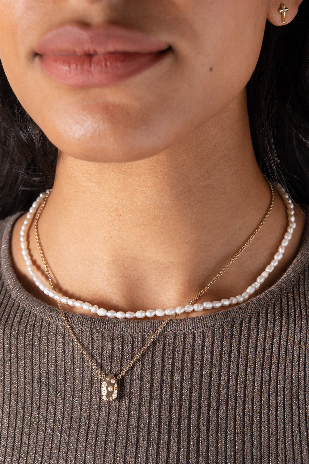 Pearl and Crystal Pendant Necklace Gold | Alex and Ani