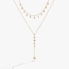 2 Row Princess Cut Adjustable Necklace Stainless Steel Gold | Alex and Ani