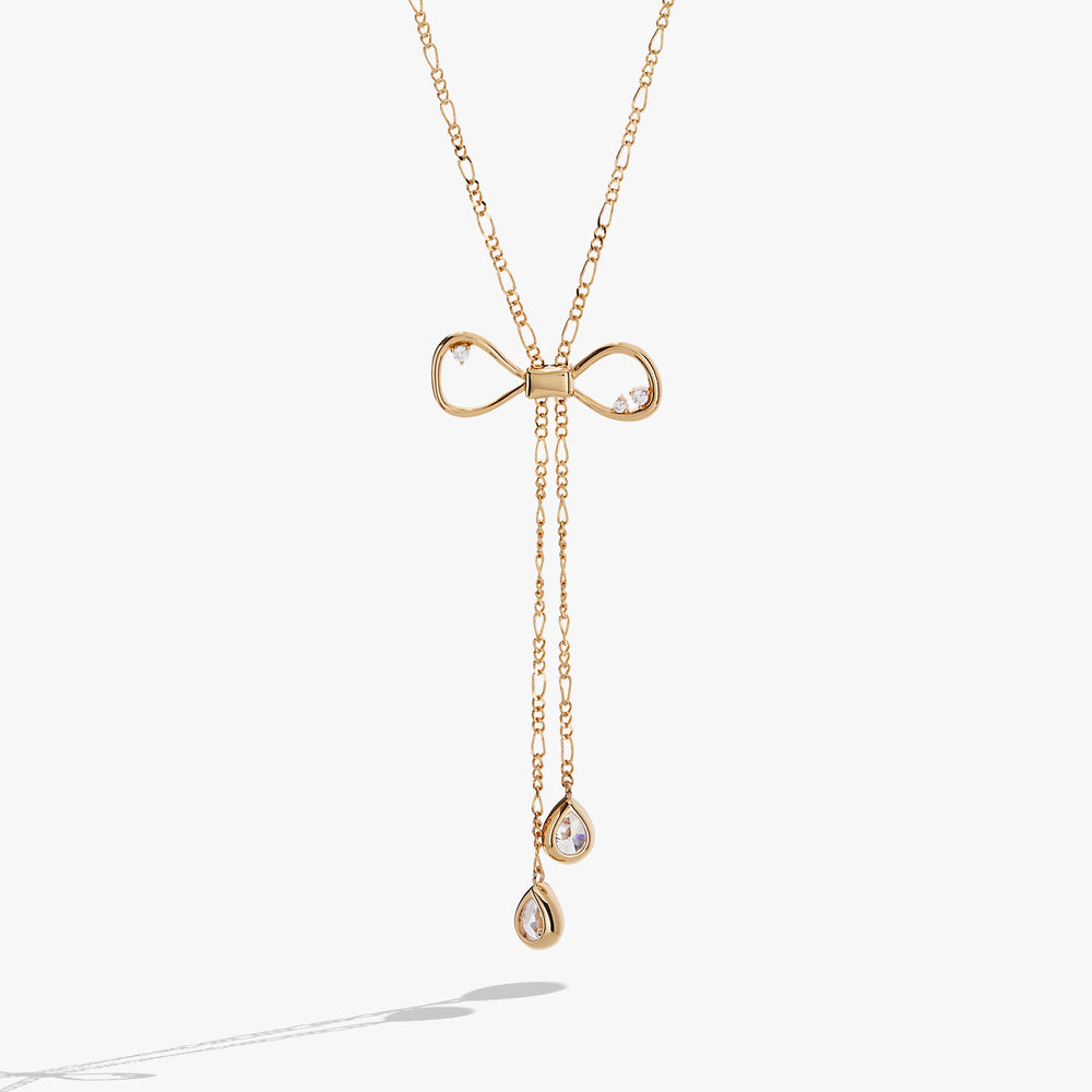 Coquette Bow Necklace Shiny Gold | Alex and Ani
