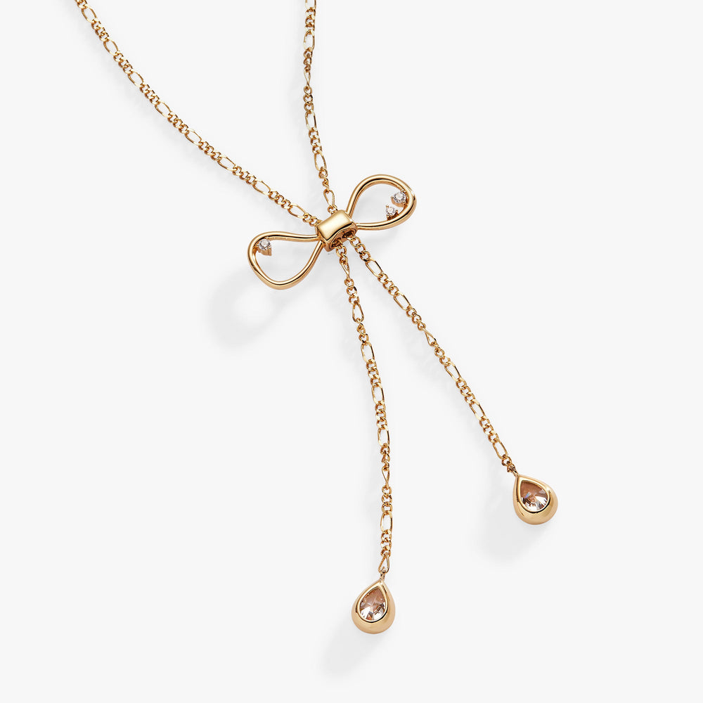Coquette Bow Necklace Shiny Gold | Alex and Ani