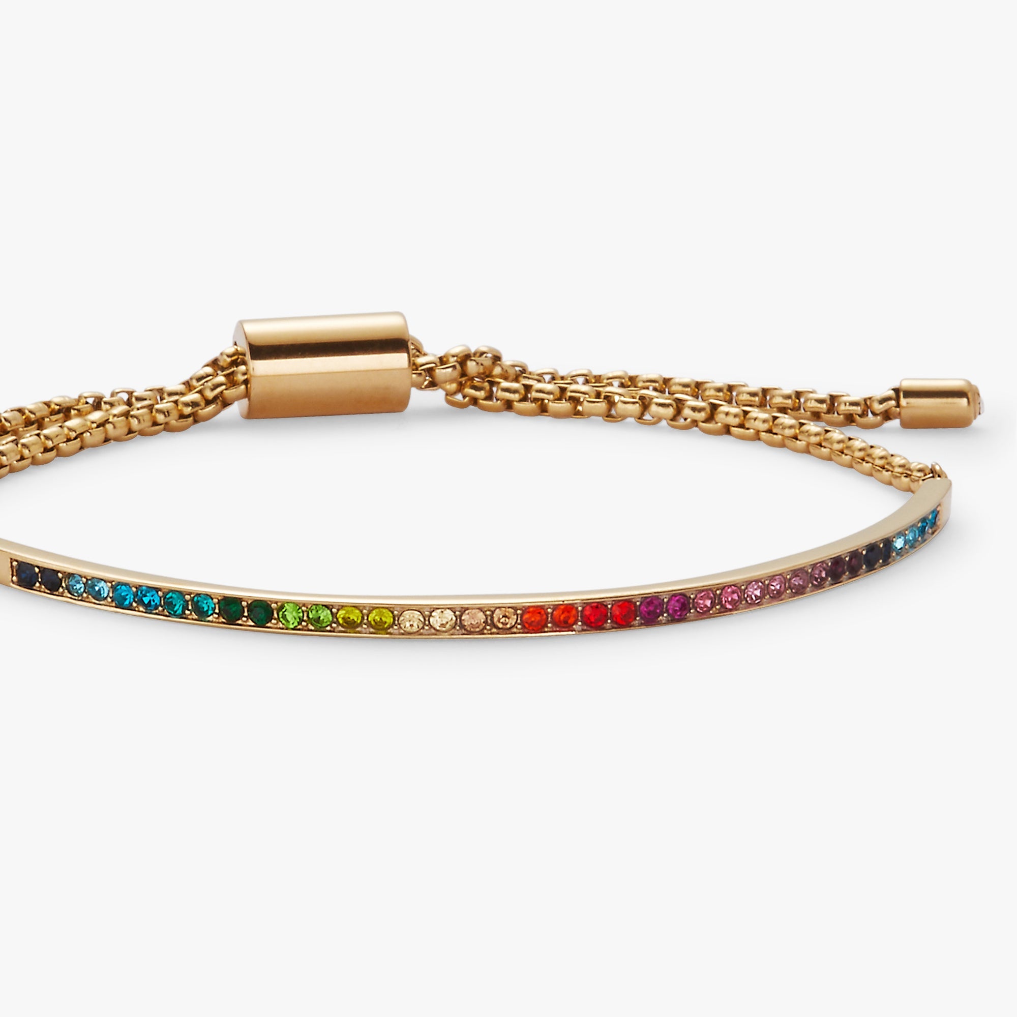 Rainbow Ombre Pave Bolo Stainless Steel Gold | Alex and Ani