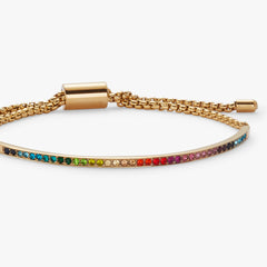 Rainbow Ombre Pave Bolo Stainless Steel Gold | Alex and Ani
