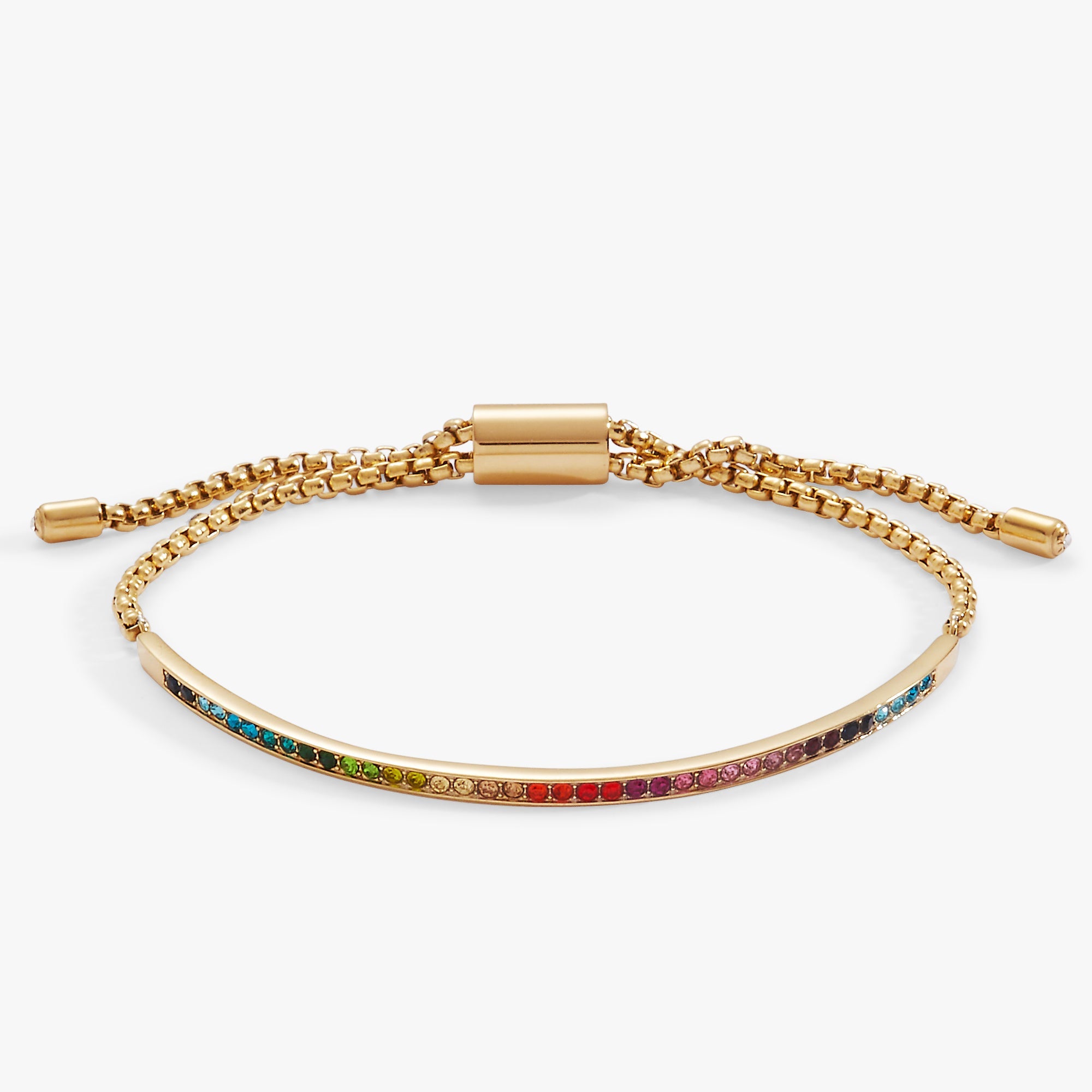 Rainbow Ombre Pave Bolo Stainless Steel Gold | Alex and Ani