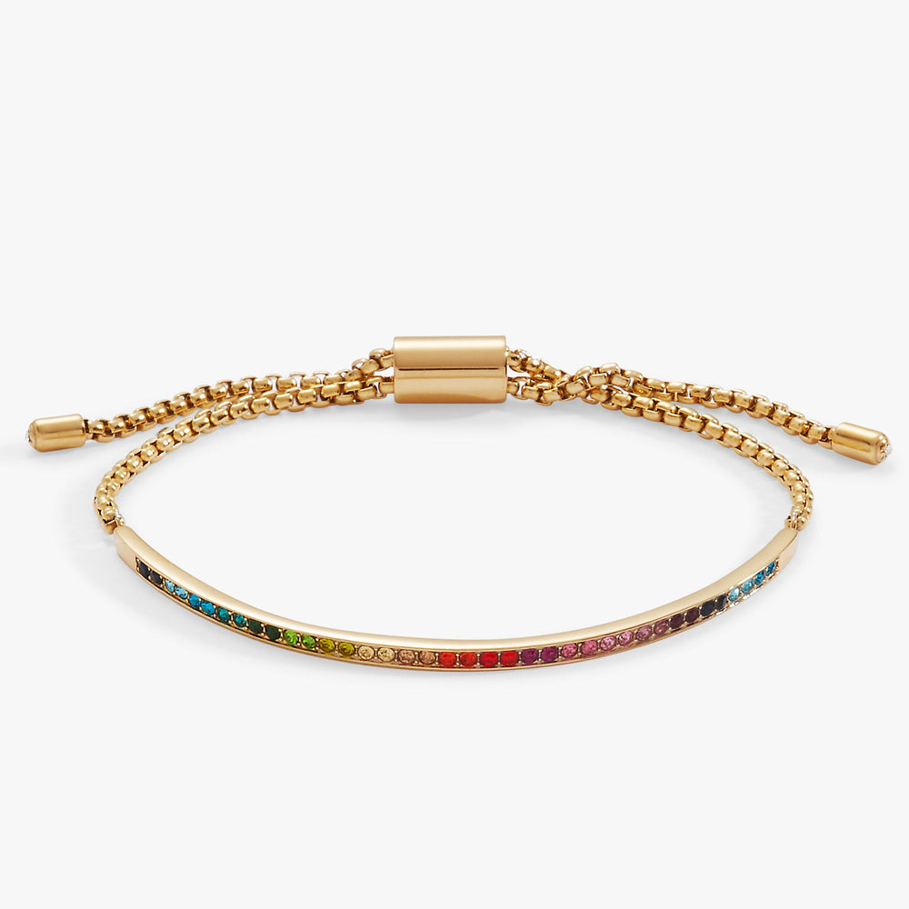 Rainbow Ombre Pave Bolo Stainless Steel Gold | Alex and Ani