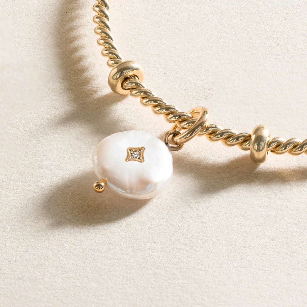 Pearl Interchangeable Charm Stainless Steel Gold | Alex and Ani