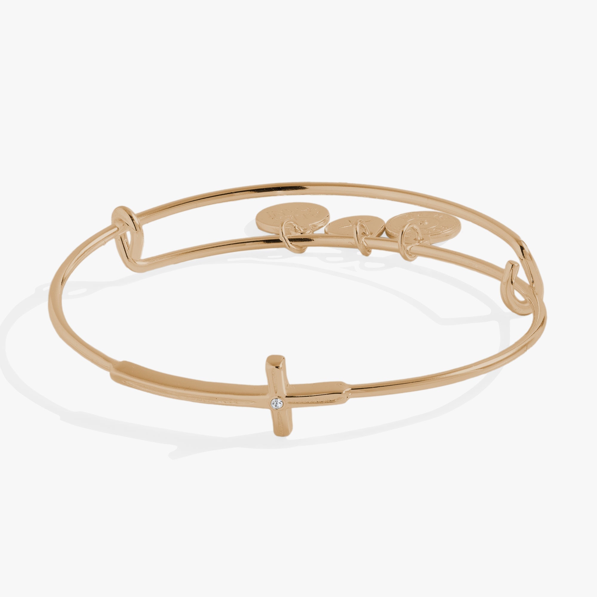 Cross In-Line Bangle Gold | Alex and Ani