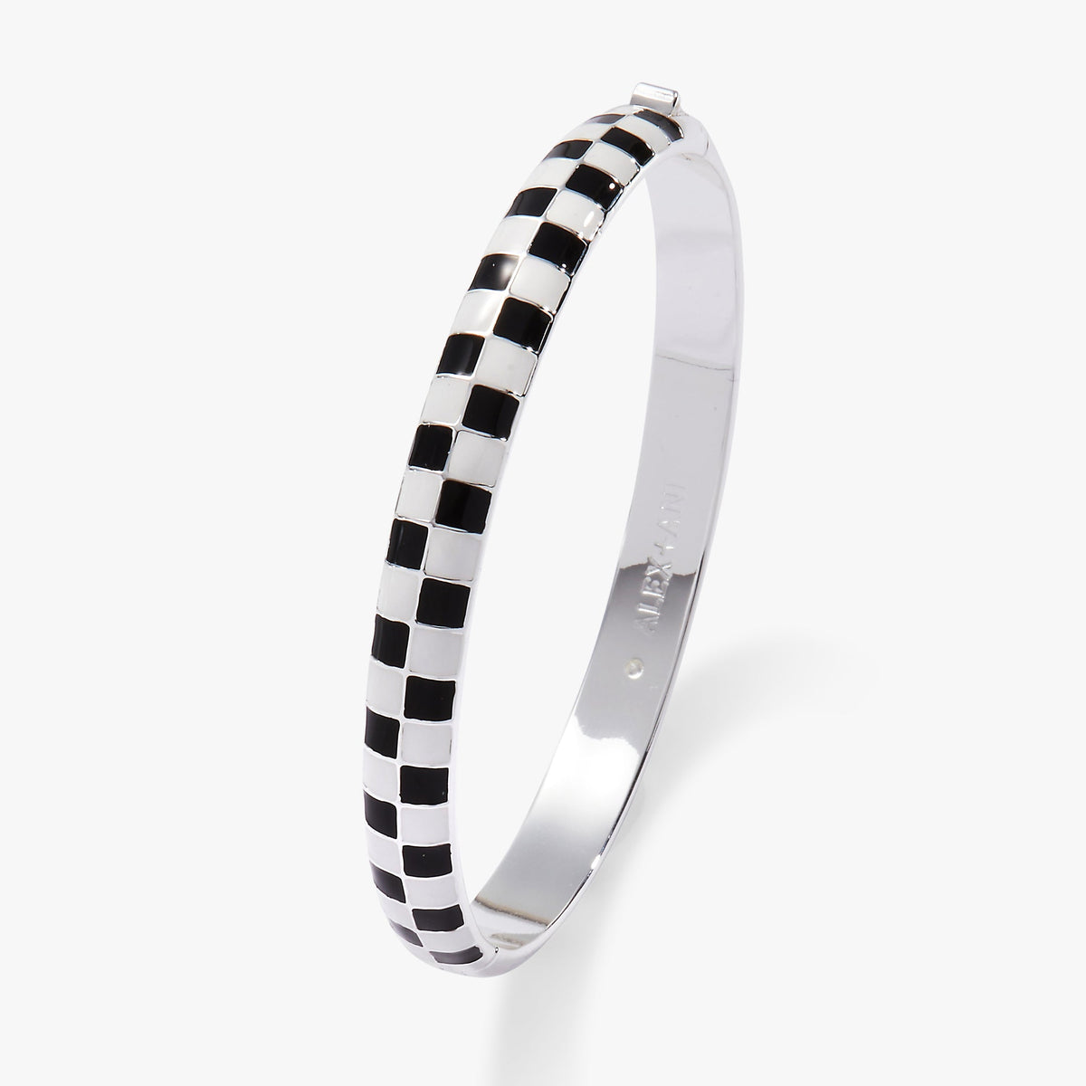 Black & White Checker Hinge Bangle Silver | Alex and Ani