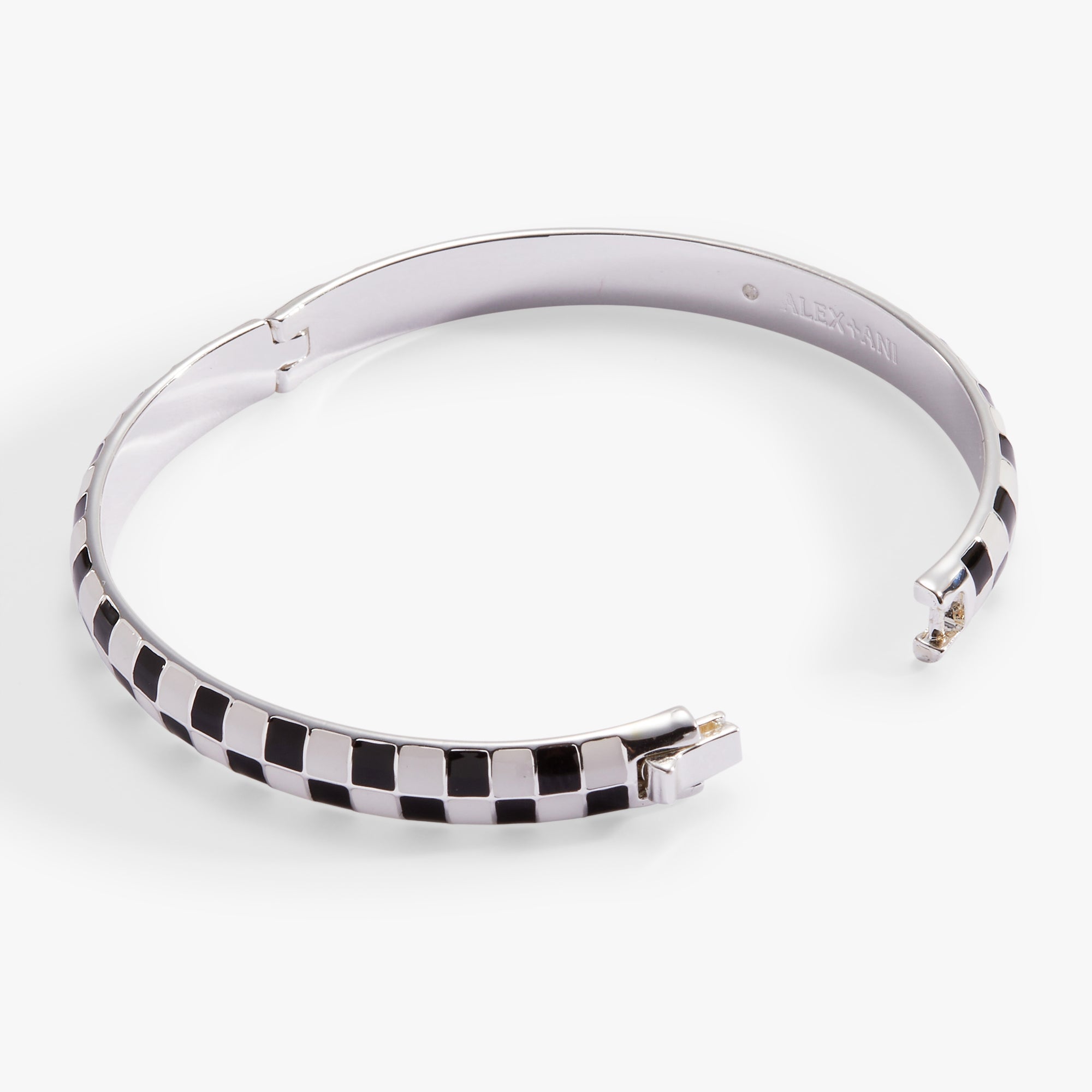 Black & White Checker Hinge Bangle Silver | Alex and Ani