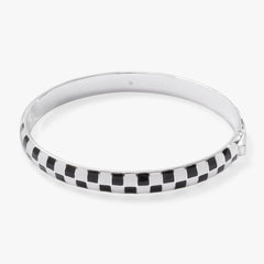 Black & White Checker Hinge Bangle Silver | Alex and Ani