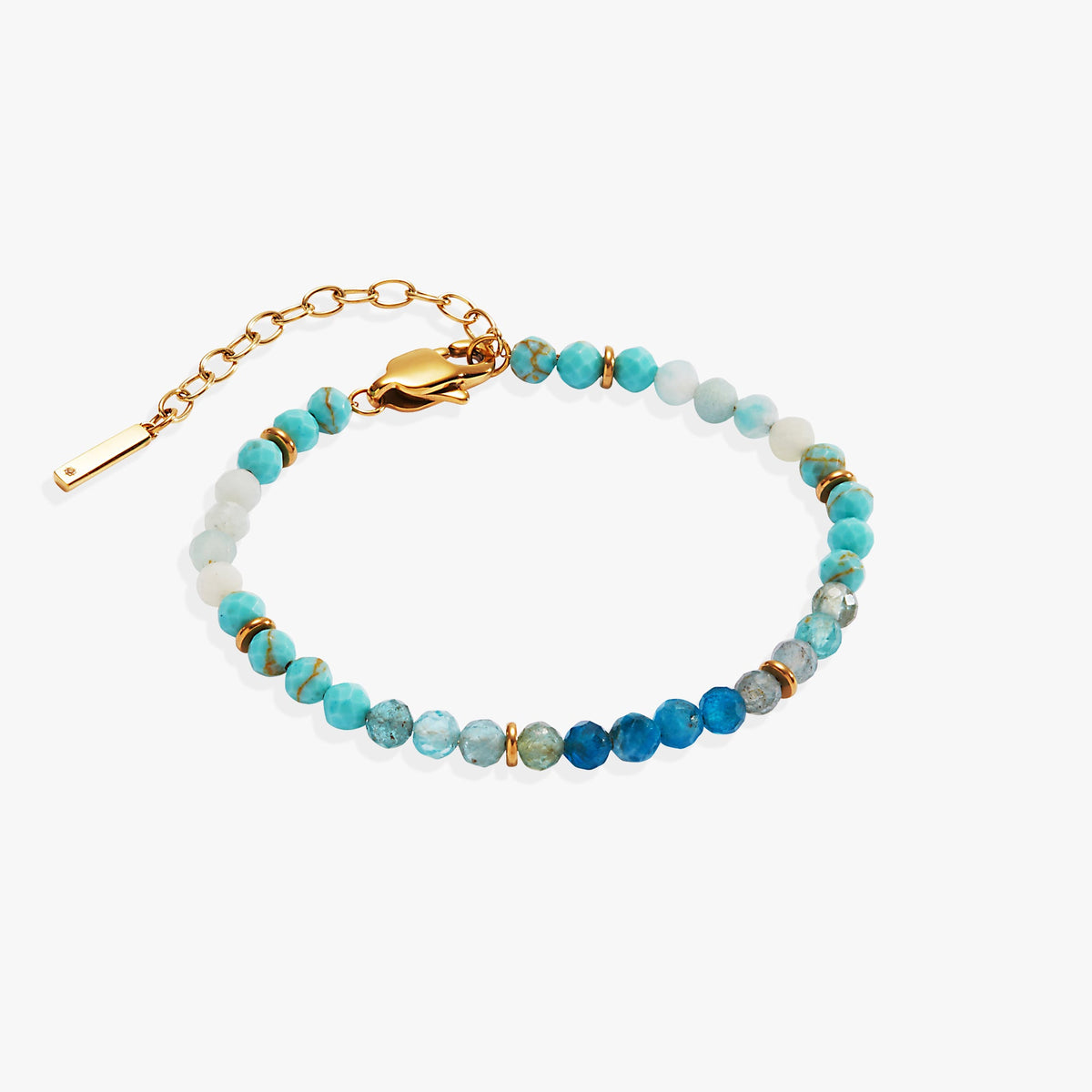 Turquoise Ombre Semi-Precious Beaded Bracelet Stainless Steel Gold | Alex and Ani