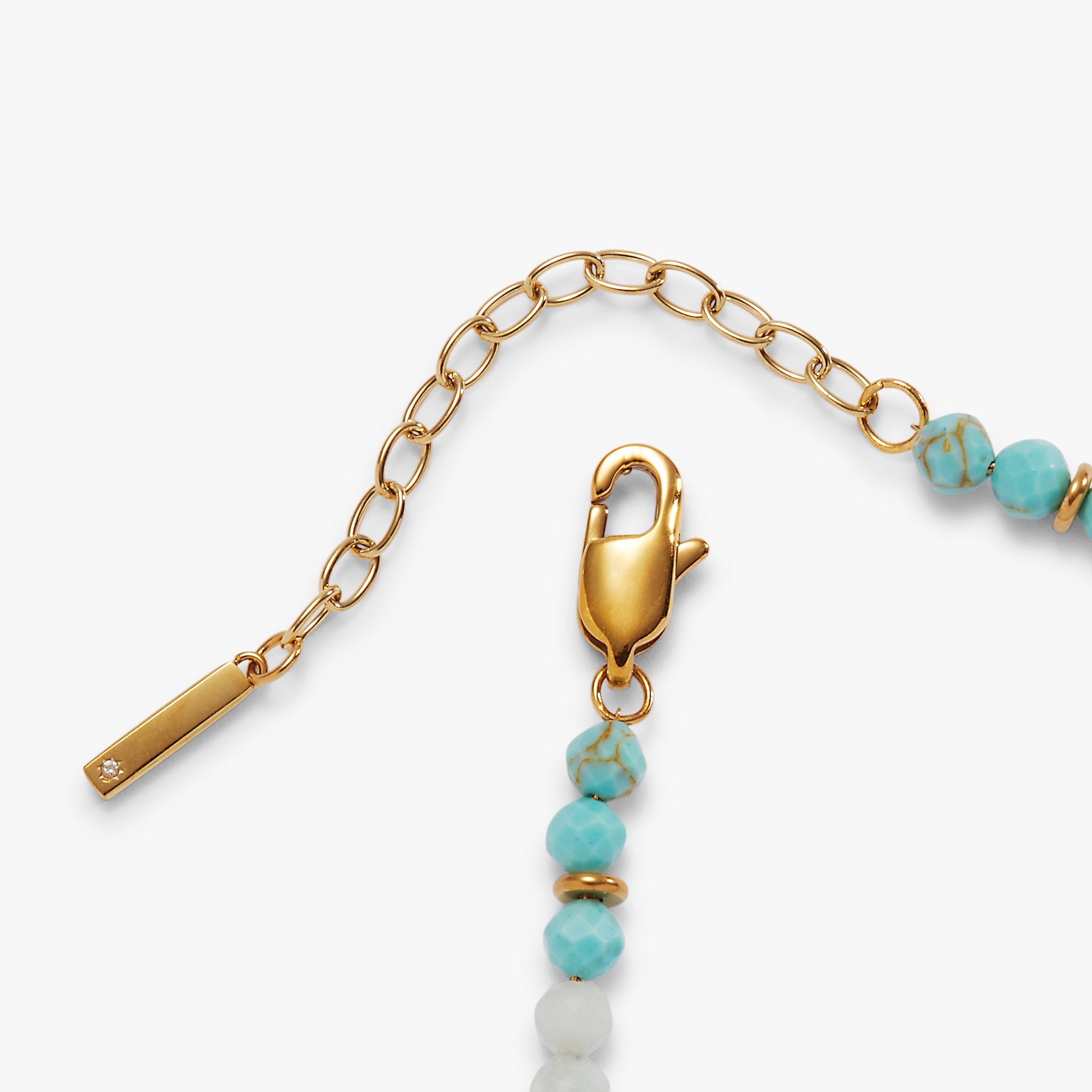Turquoise Ombre Semi-Precious Beaded Bracelet Stainless Steel Gold | Alex and Ani