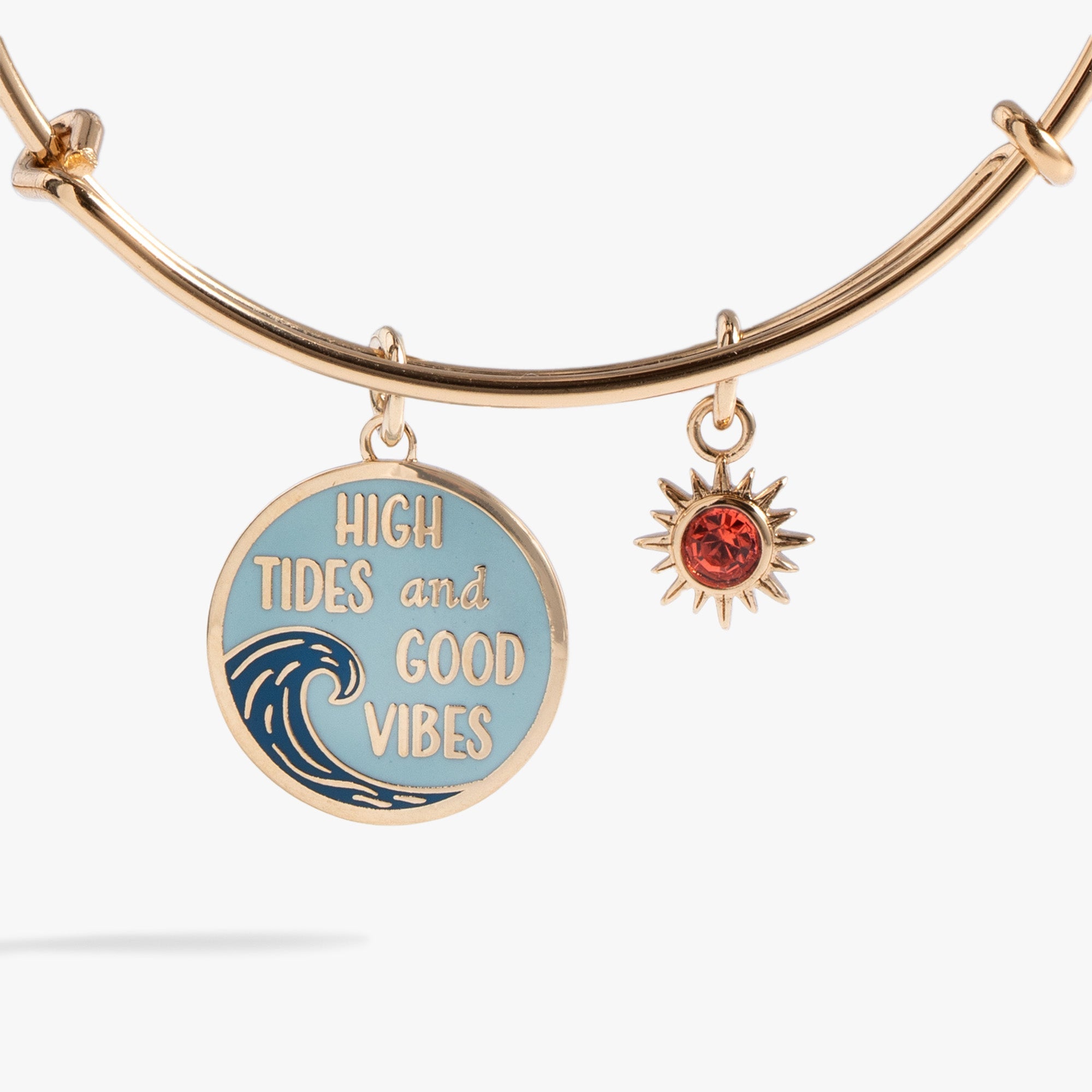 High Tides Good Vibes Charm Bangle Gold | Alex and Ani