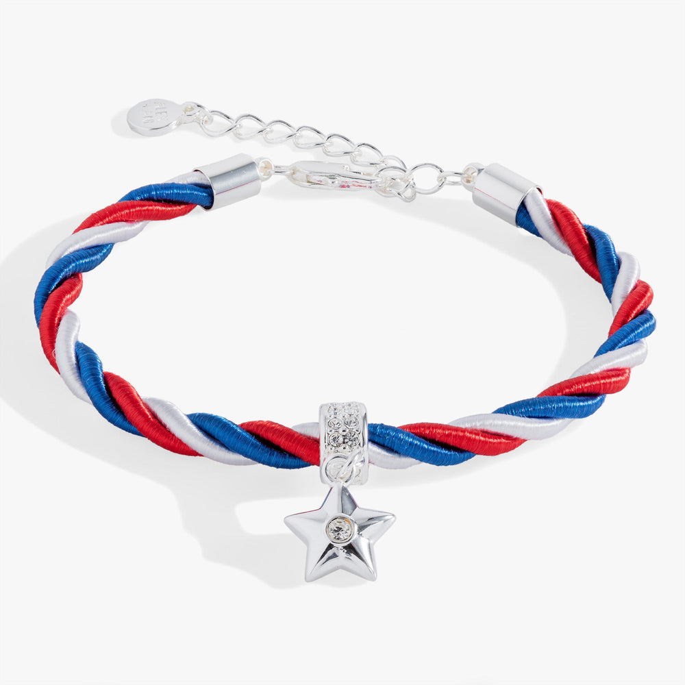 Red, White and Blue Star Cord Bracelet Silver | Alex and Ani