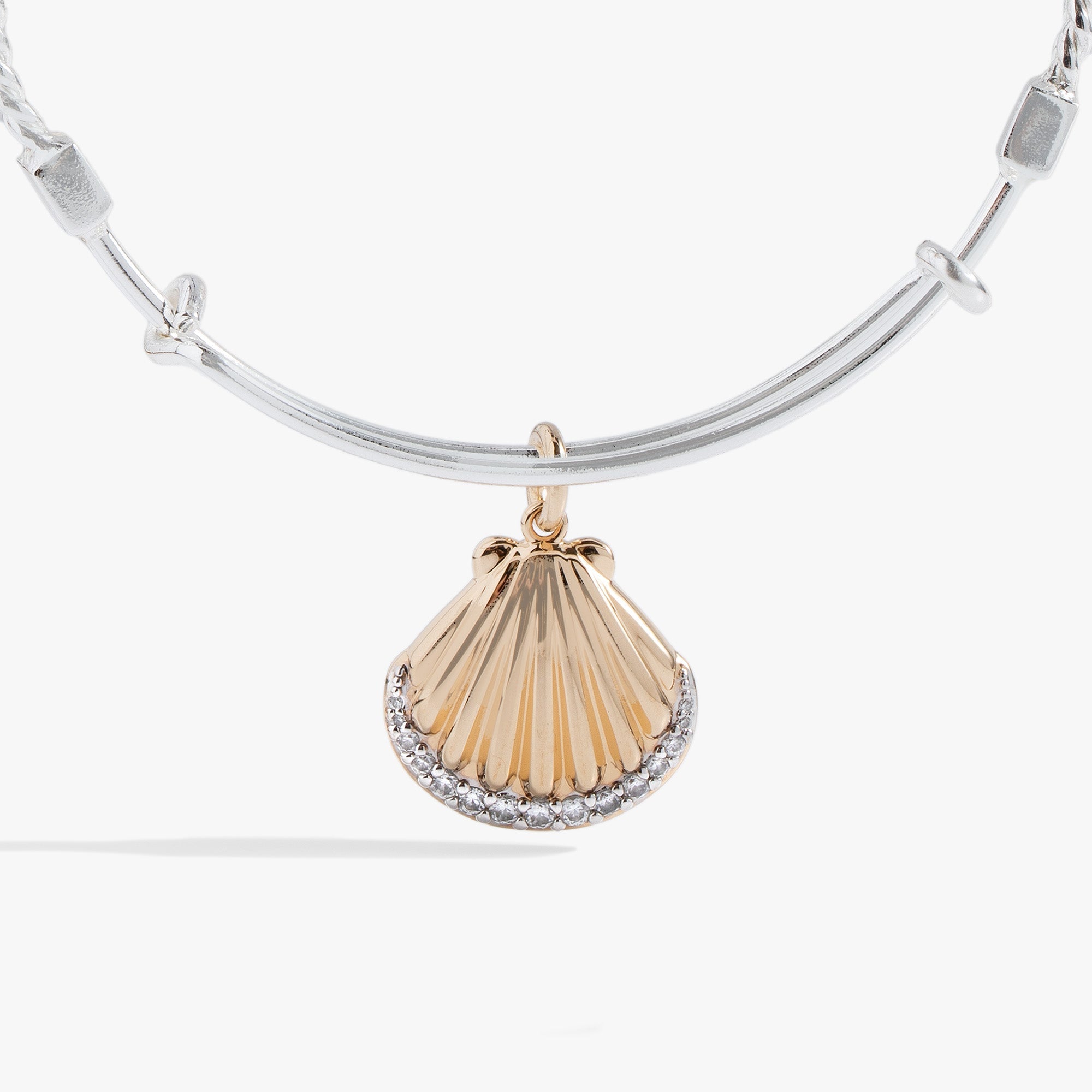 Textured Scallop Seashell Charm Bangle Two Tone | Alex and Ani