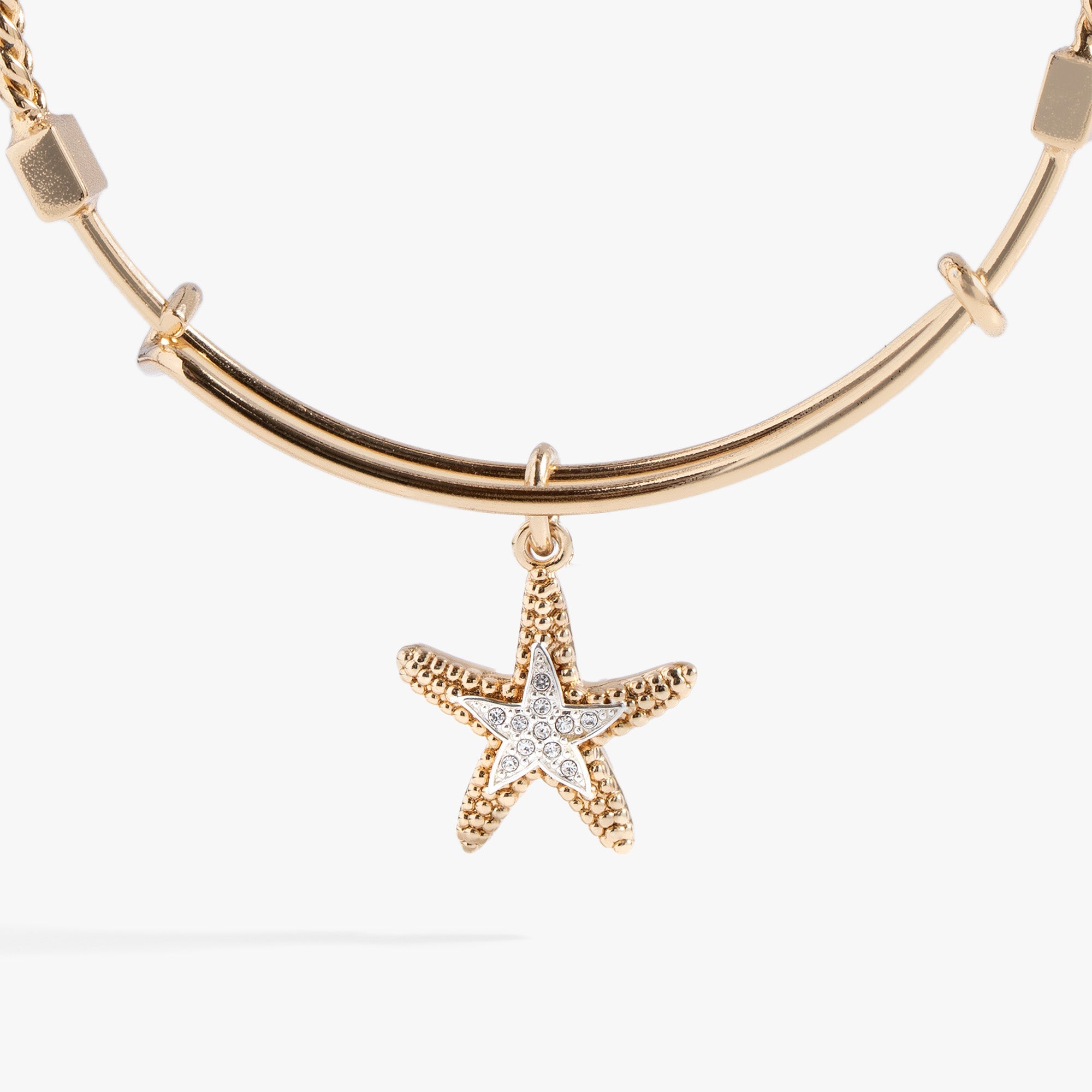 Textured Starfish Charm Bangle Two Tone | Alex and Ani