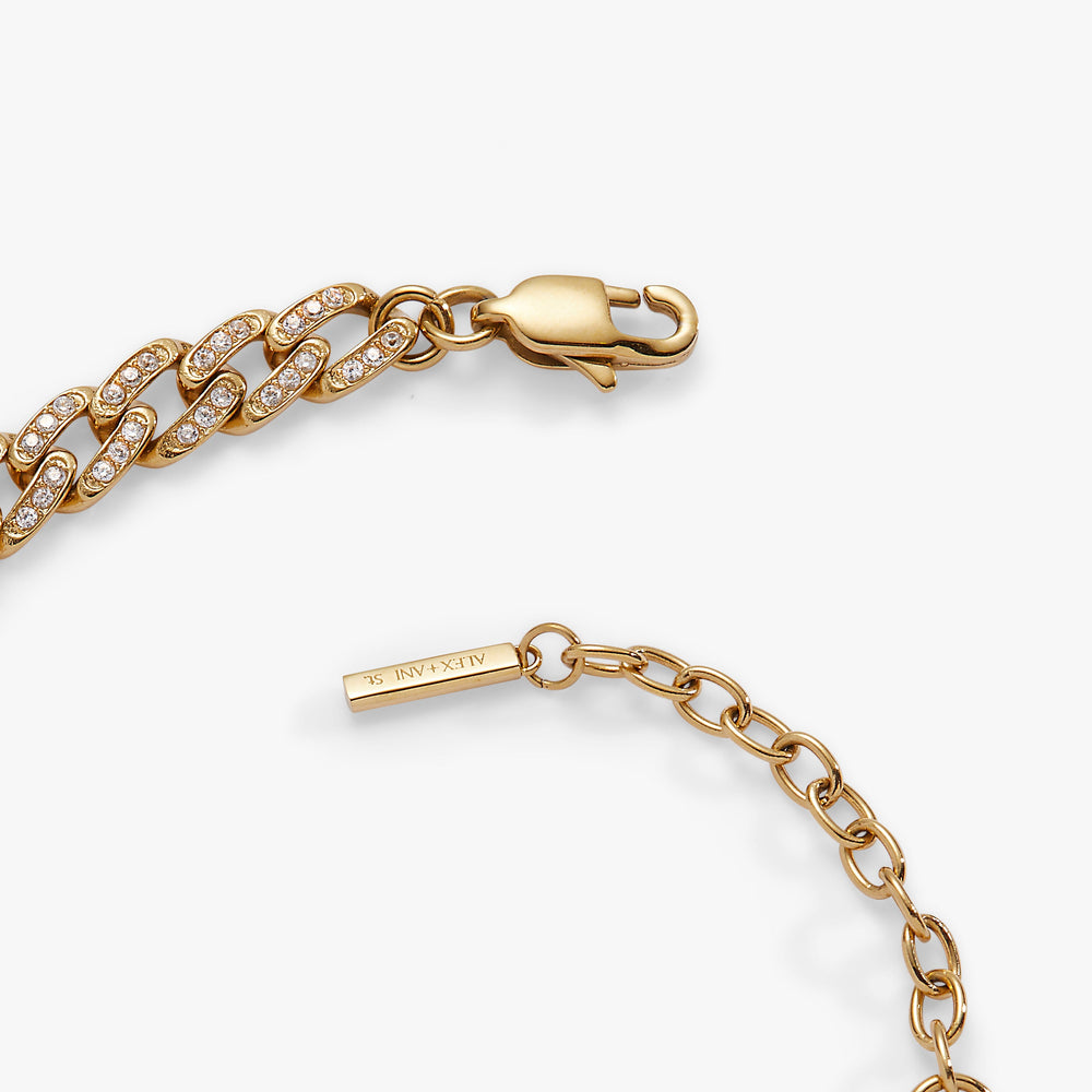 Crystal Pave Curb Chain Bracelet Stainless Steel Gold | Alex and Ani