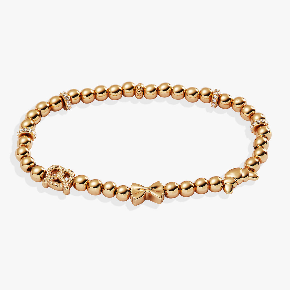 “Carbs are My Love Language” Beaded Stretch Bracelet Gold | Alex and Ani