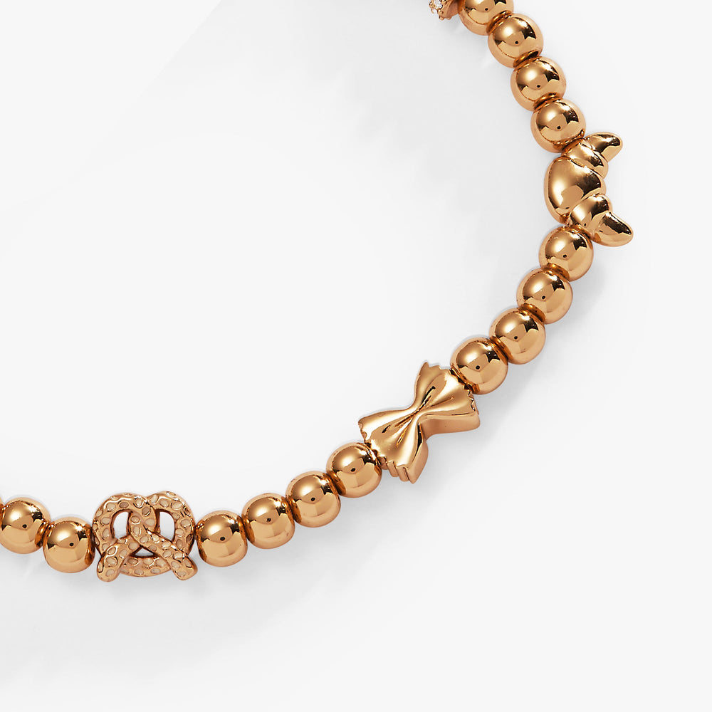 “Carbs are My Love Language” Beaded Stretch Bracelet Gold | Alex and Ani