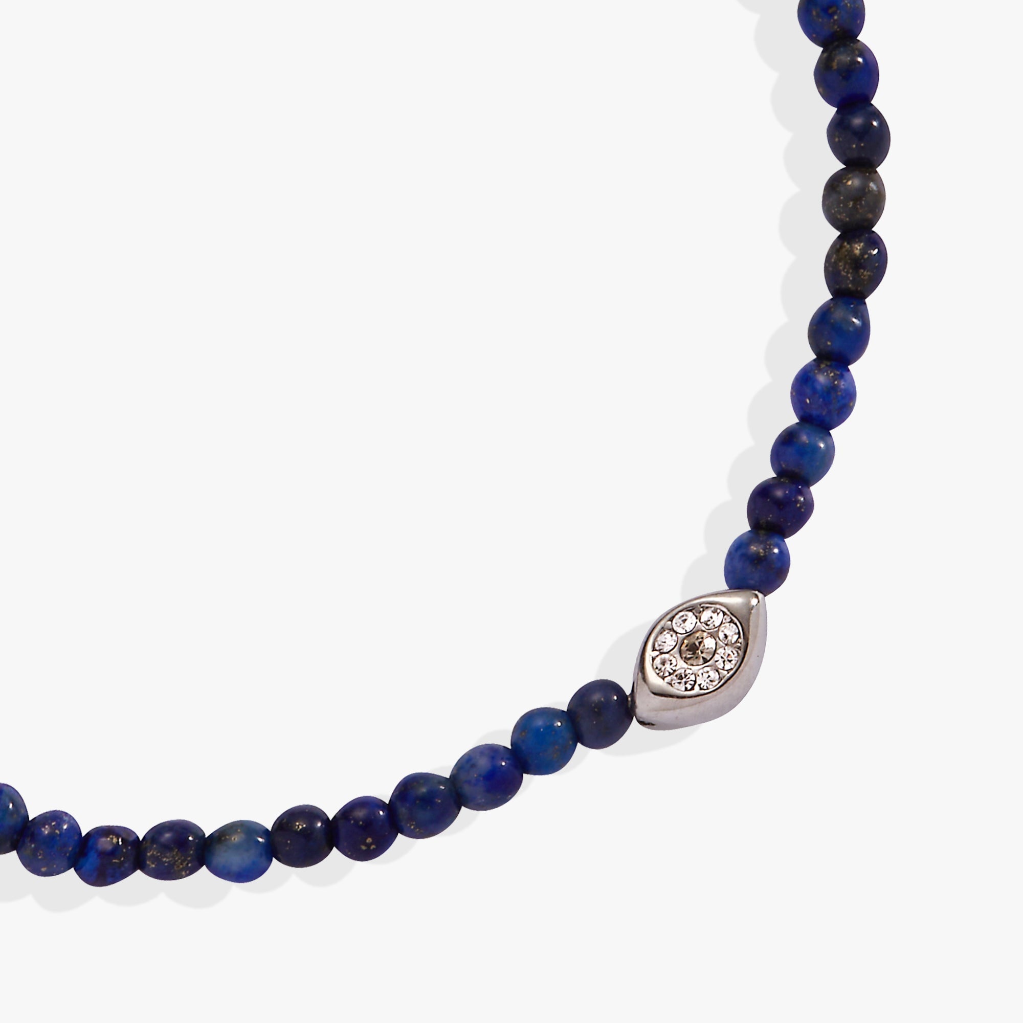 Lapis Evil Eye Mini Stretch Bracelet Stainless Steel Silver | Alex and Ani