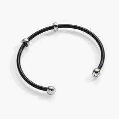 Bezel Stone Enamel Cuff, Black Stainless Steel Silver | Alex and Ani