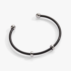 Bezel Stone Enamel Cuff, Black Stainless Steel Silver | Alex and Ani