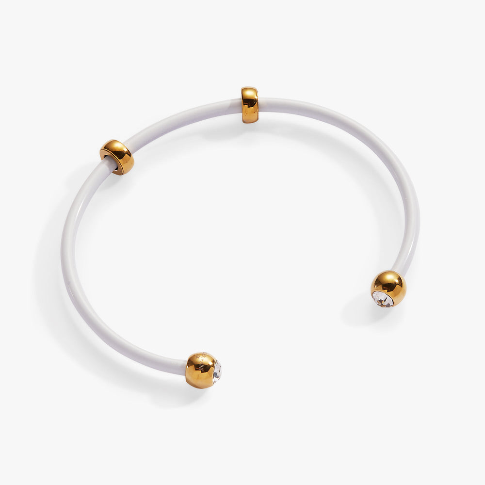Bezel Stone Enamel Cuff, White Stainless Steel Gold | Alex and Ani