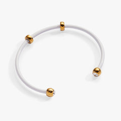 Bezel Stone Enamel Cuff, White Stainless Steel Gold | Alex and Ani