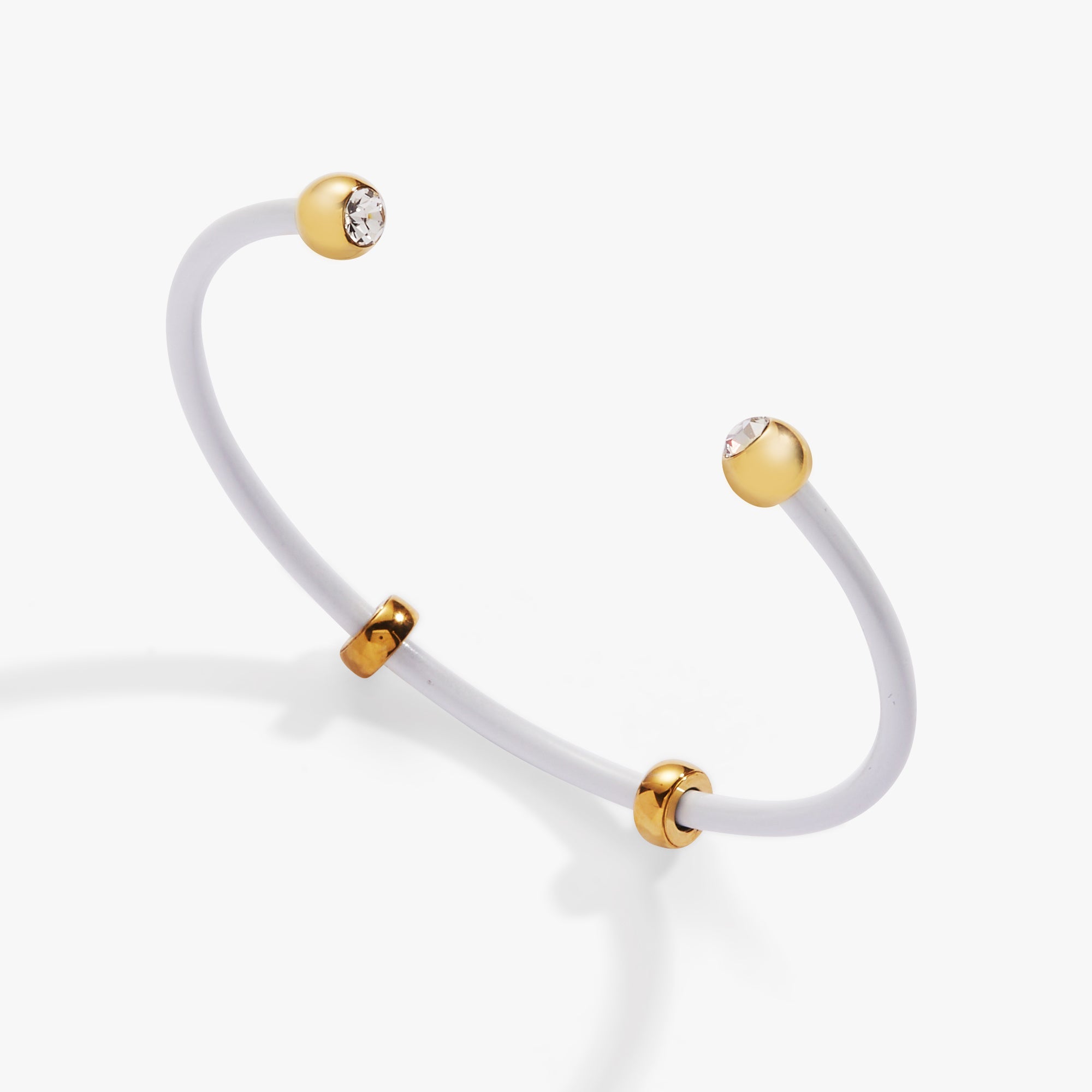 Bezel Stone Enamel Cuff, White Stainless Steel Gold | Alex and Ani