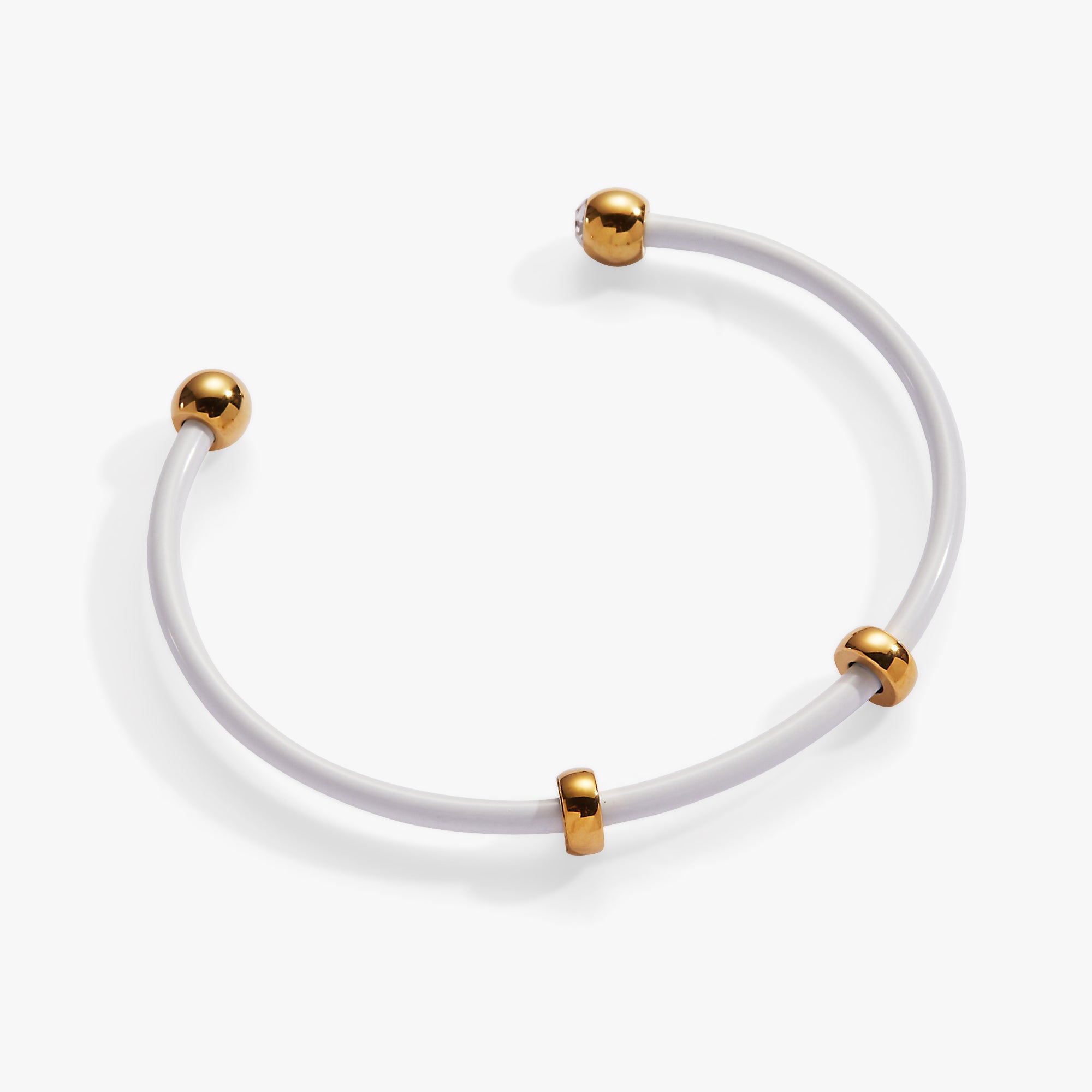 Bezel Stone Enamel Cuff, White Stainless Steel Gold | Alex and Ani