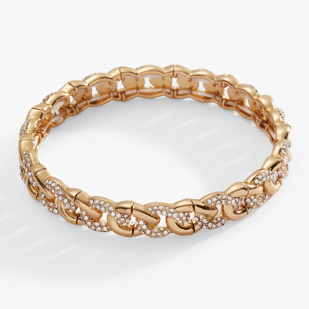Pave Curb Chain Stretch Bracelet Gold | Alex and Ani