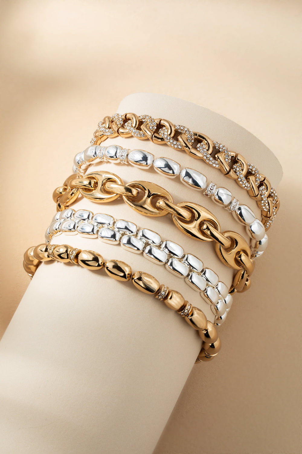 Pave Curb Chain Stretch Bracelet Gold | Alex and Ani