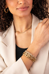 Pave Curb Chain Stretch Bracelet Gold | Alex and Ani