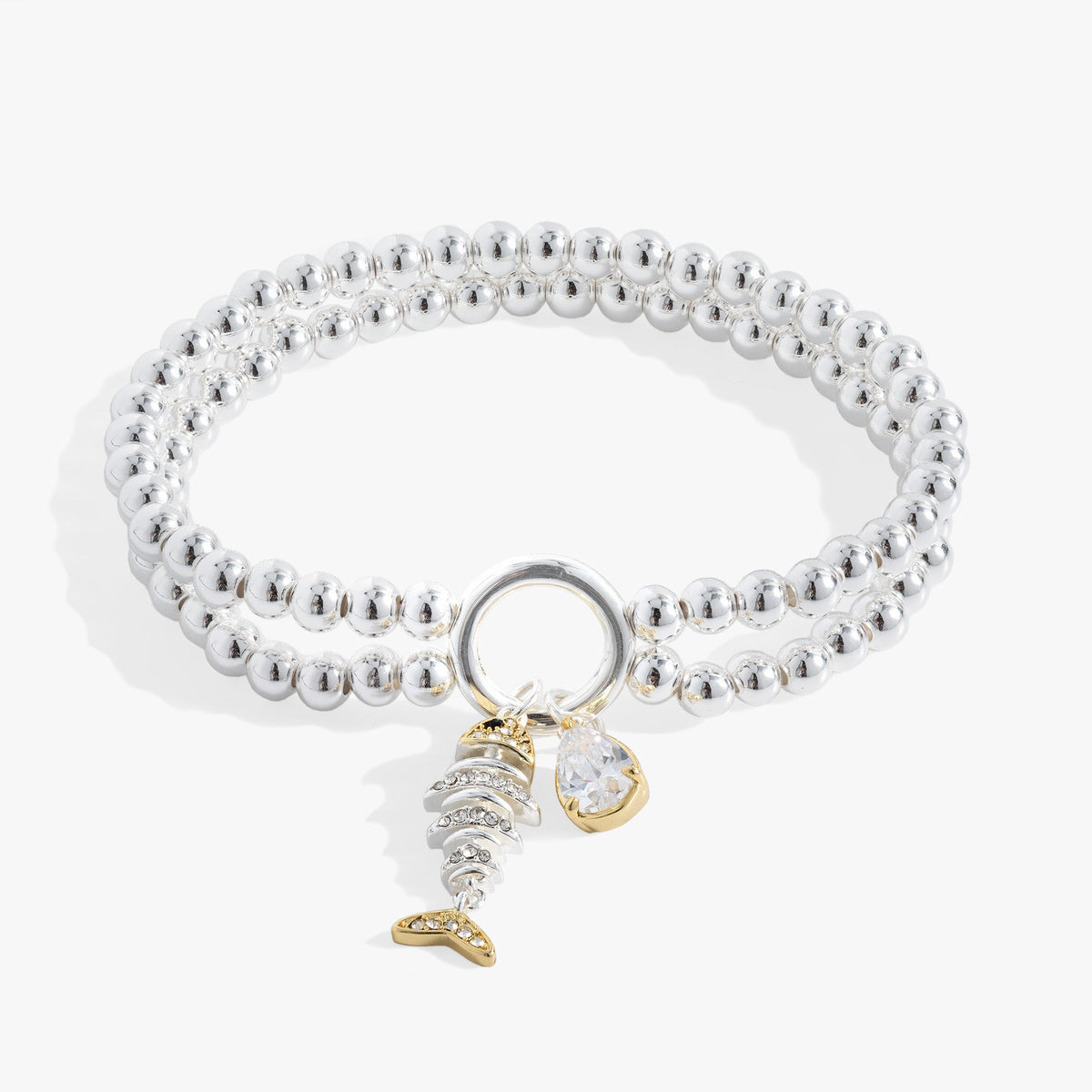 Fishbone Double Stretch Bracelet Two Tone | Alex and Ani