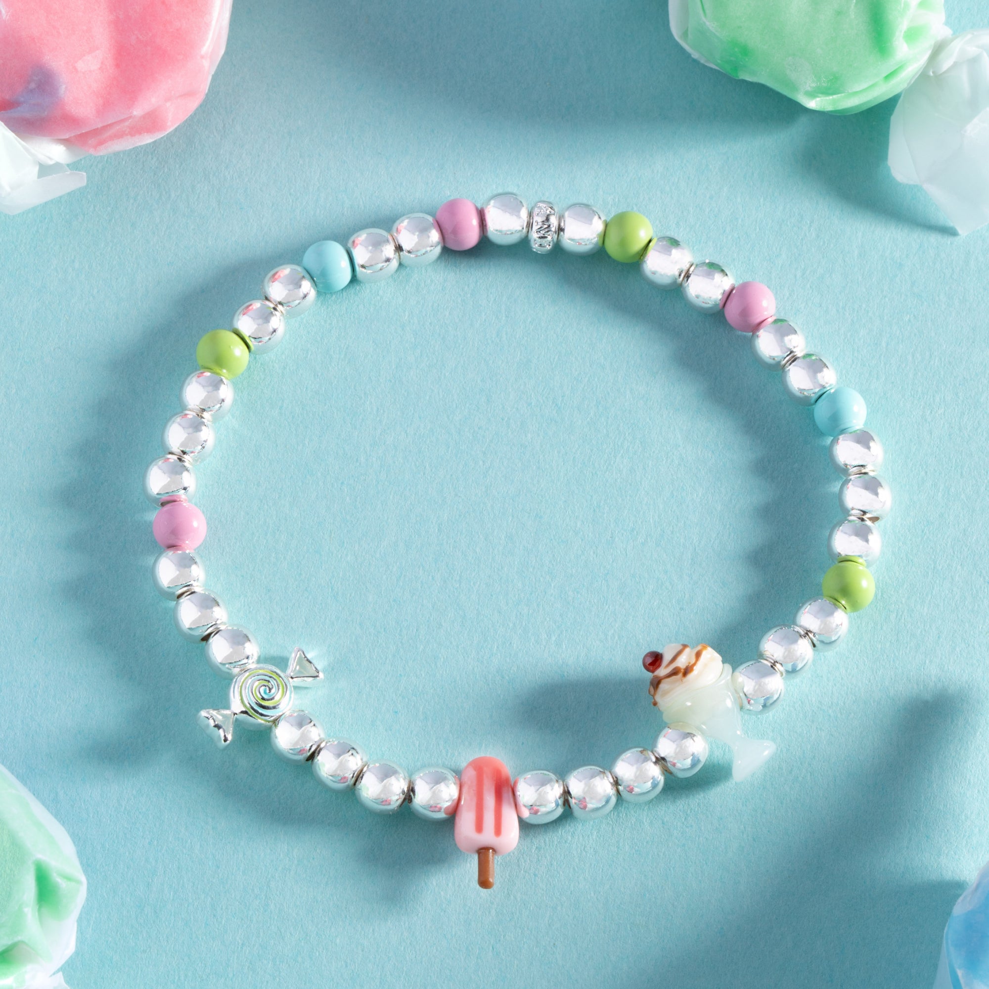 Sweets Love Language Stretch Bracelet Silver | Alex and Ani