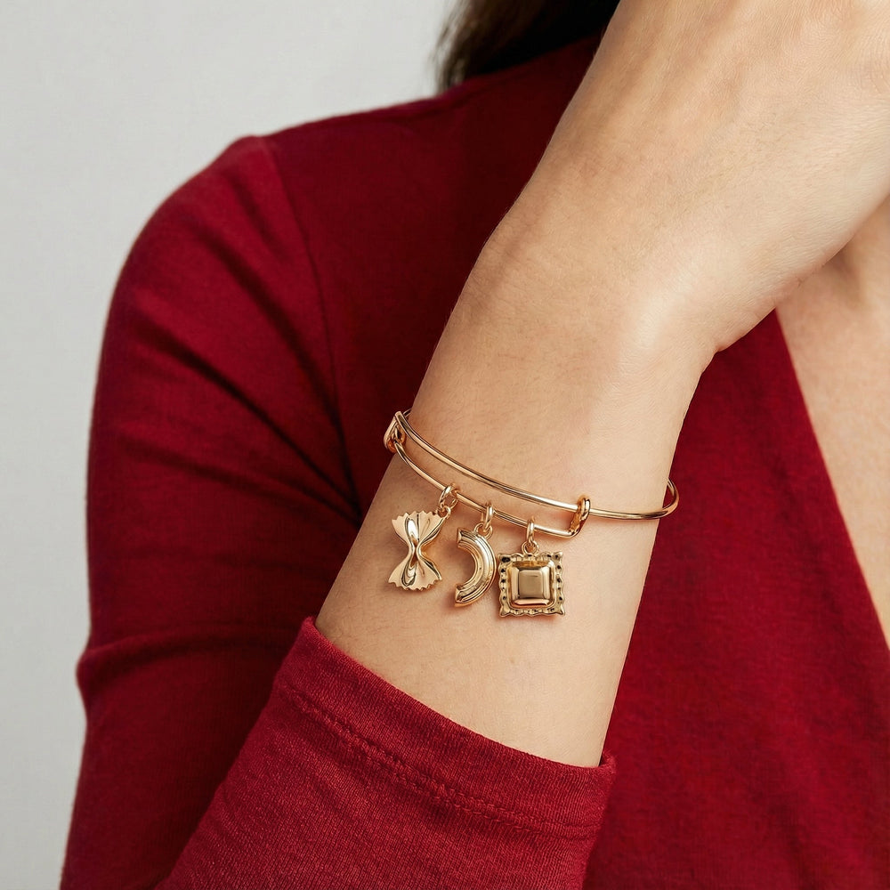 Pasta Multi Charm Bangle Gold | Alex and Ani