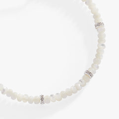White Semi-Precious Rondelle Beaded Bangle Silver | Alex and Ani