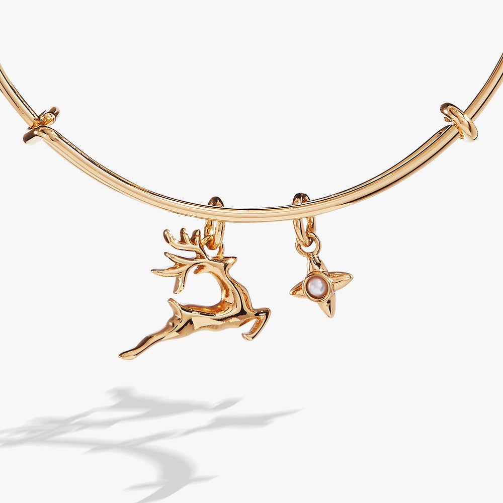 Holiday Reindeer Bangle Gold | Alex and Ani