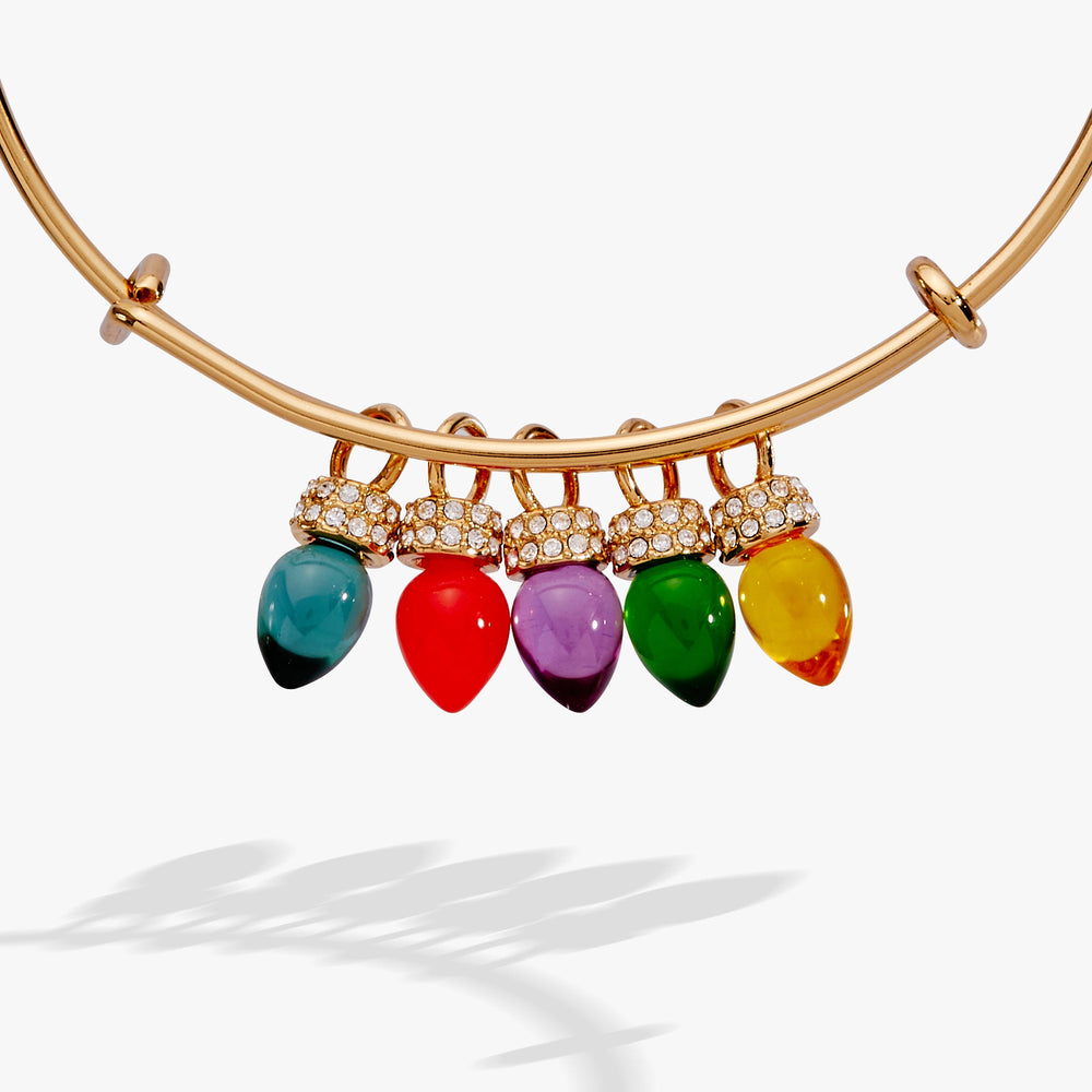 Christmas Light Bulb Charm Bangle Gold | Alex and Ani